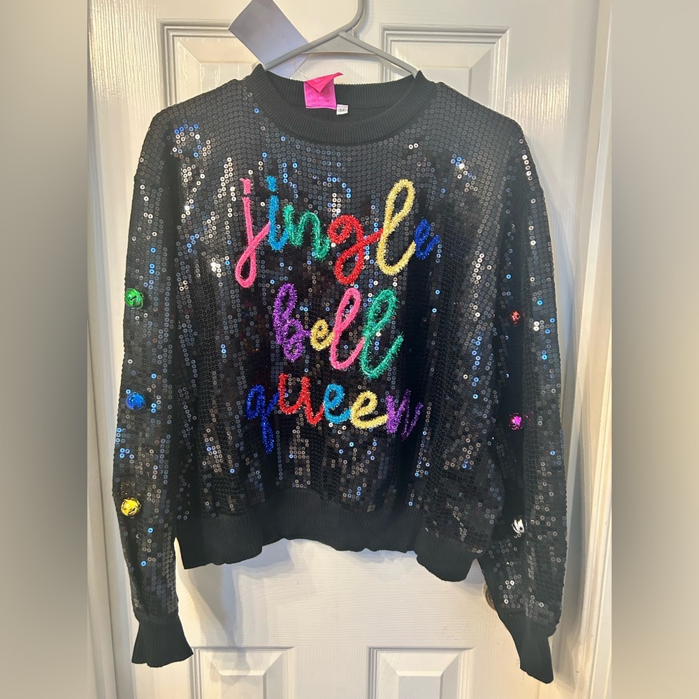 Queen of sparkles Sequin Jingle Bell Queen Sweater